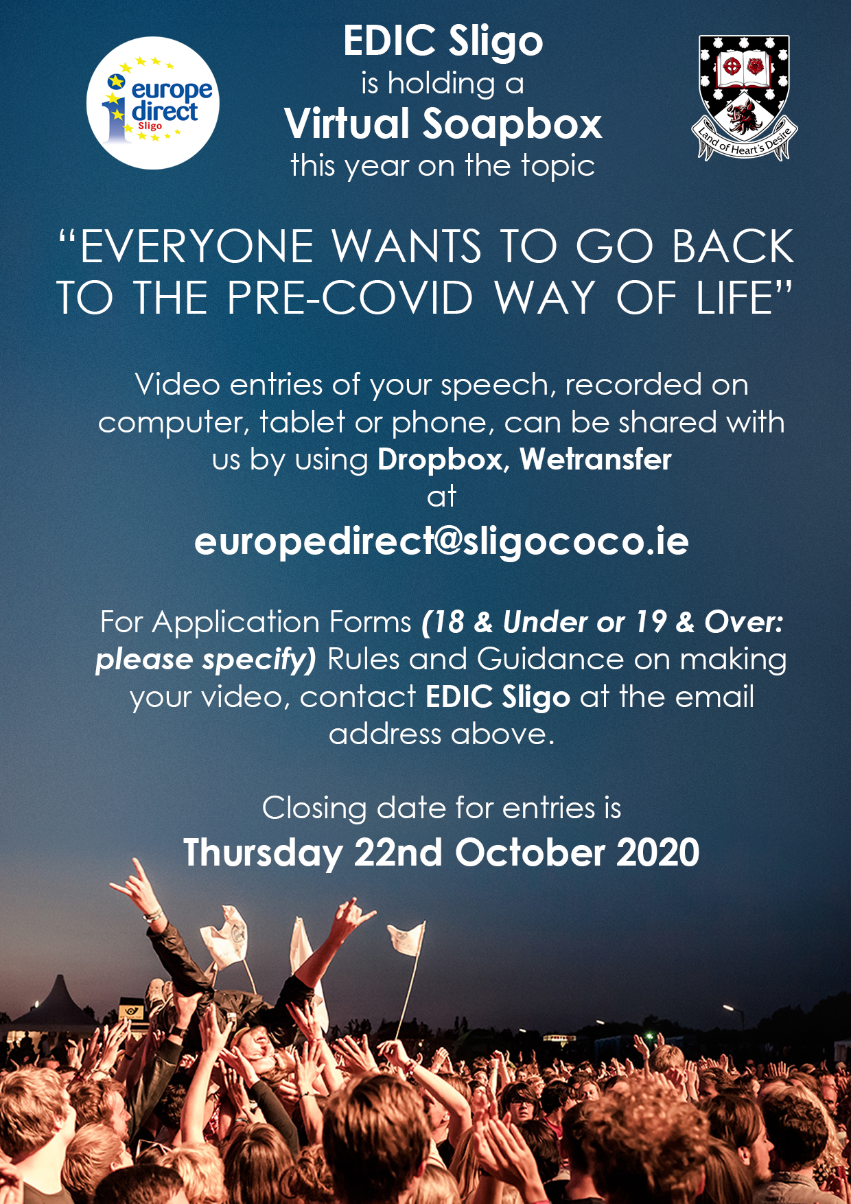 Poster for EDIC Sligo VIRTUAL Soapbox Regional Final 